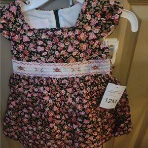 Pink Floral Baby dress 2pc  - 12M Bonnie Bell NWT